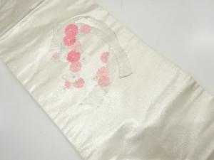 熨斗に花模様　刺繍　名古屋帯